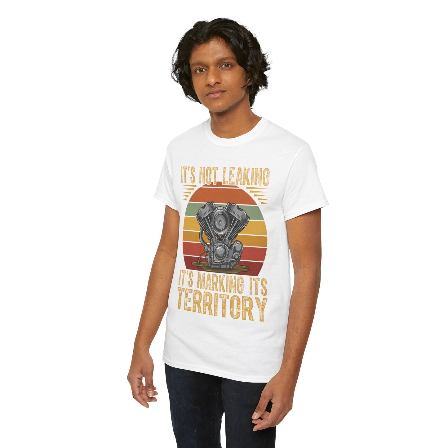 Vintage Motorcycle Enthusiast Unisex Heavy Cotton Tee - "It's Not Leaking, It's Marking Its Territory"