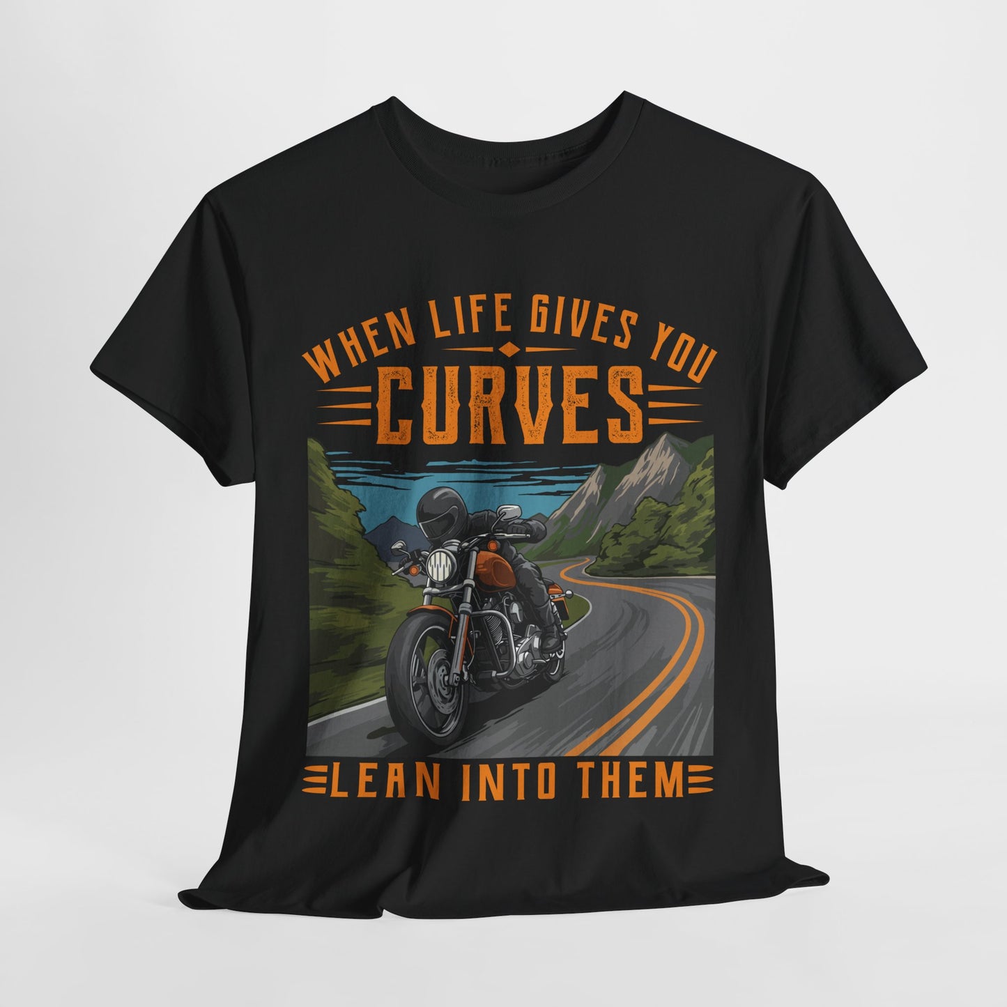 When Life Gives You Curves Motorcycle Tee - Unisex Heavy Cotton T-Shirt