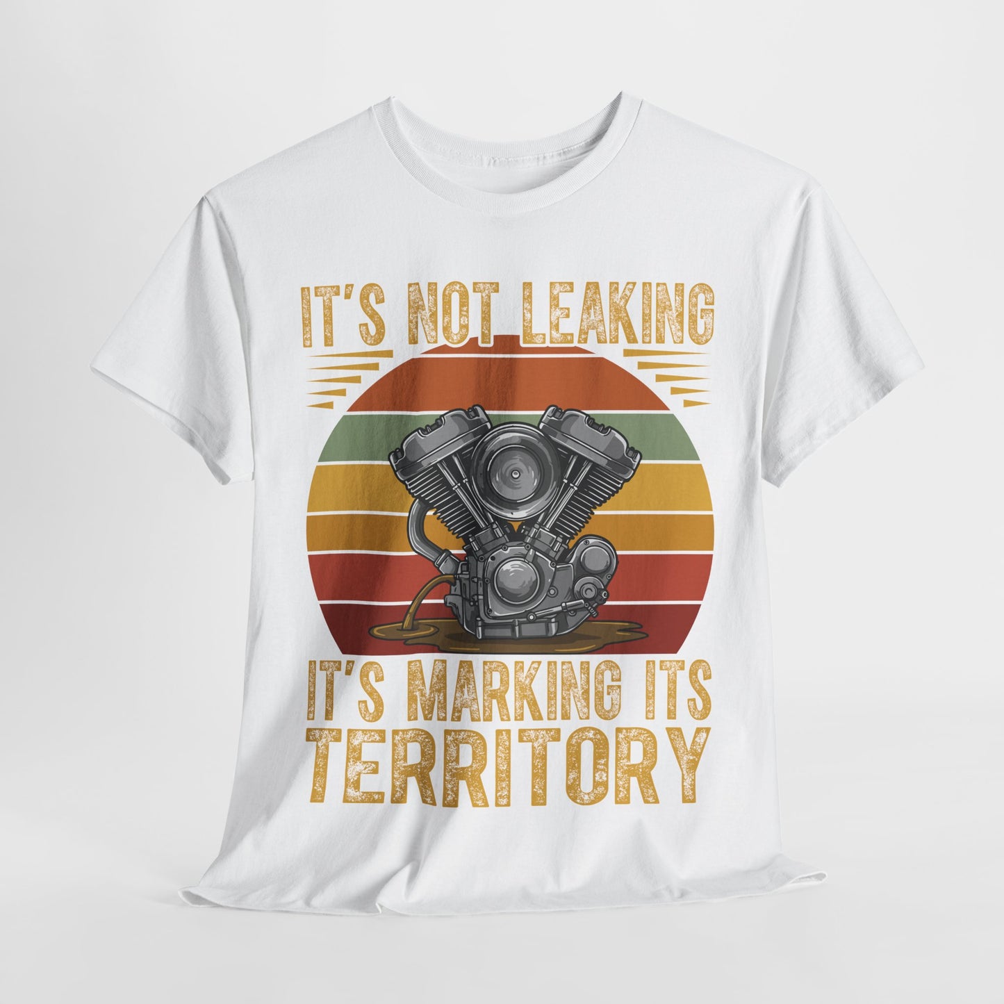 Vintage Motorcycle Enthusiast Unisex Heavy Cotton Tee - "It's Not Leaking, It's Marking Its Territory"