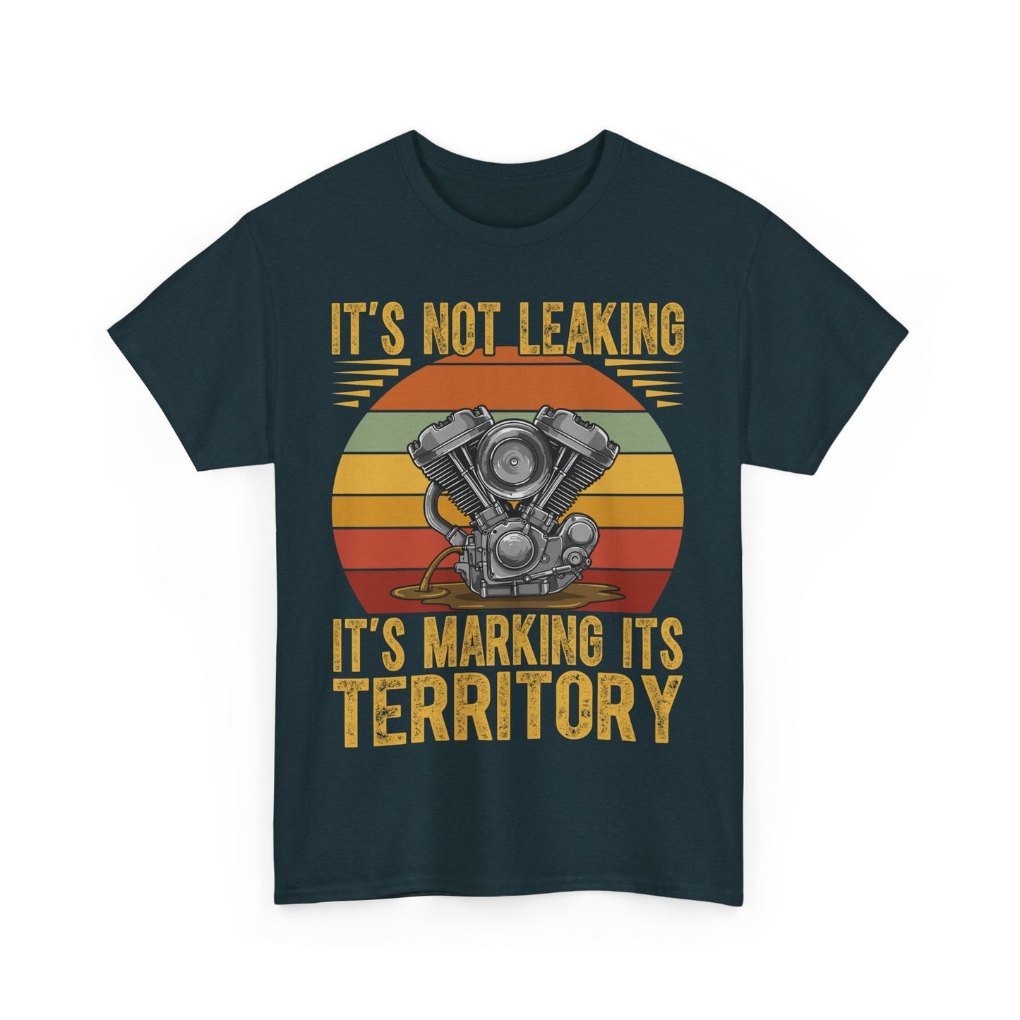 Vintage Motorcycle Enthusiast Unisex Heavy Cotton Tee - "It's Not Leaking, It's Marking Its Territory"