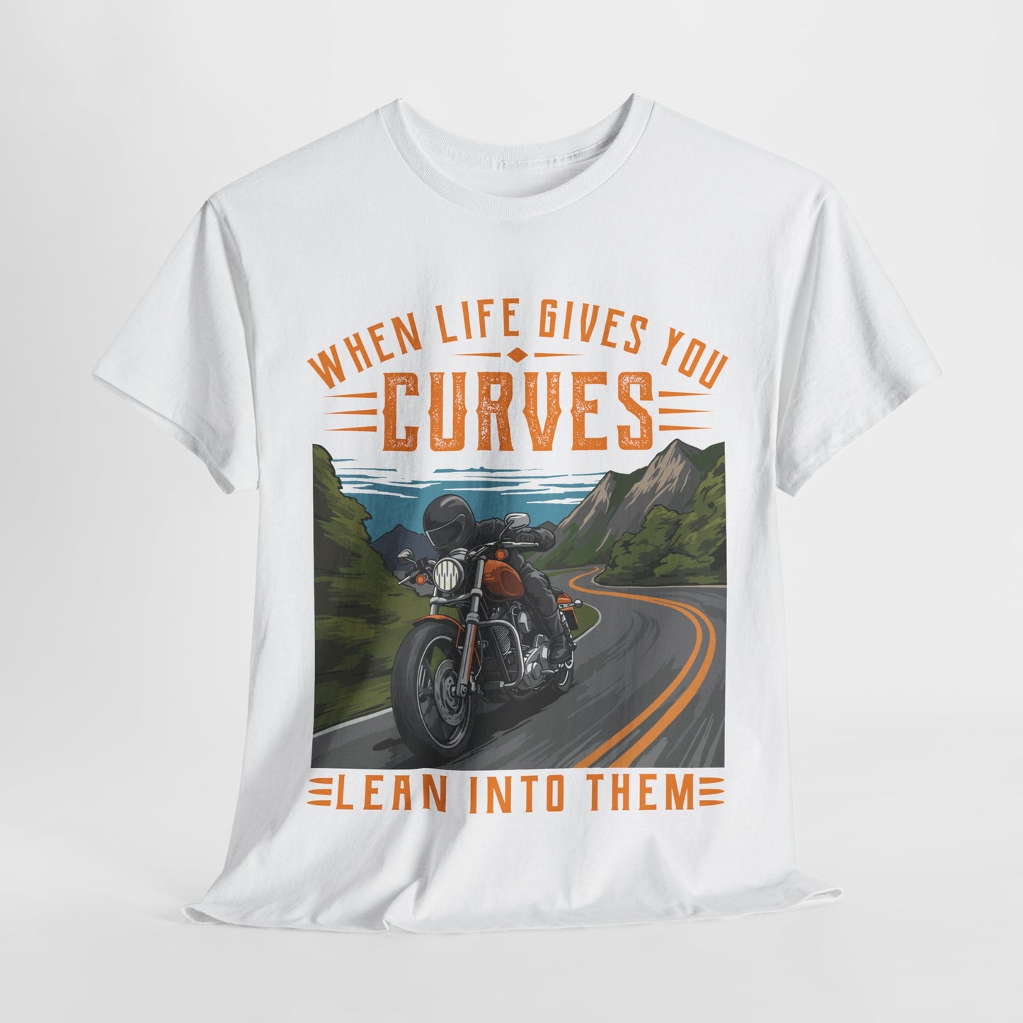 When Life Gives You Curves Motorcycle Tee - Unisex Heavy Cotton T-Shirt