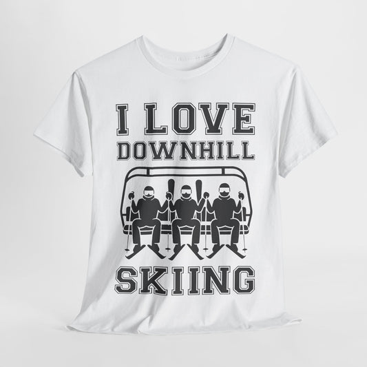 I Love Downhill Skiing Unisex Heavy Cotton Tee