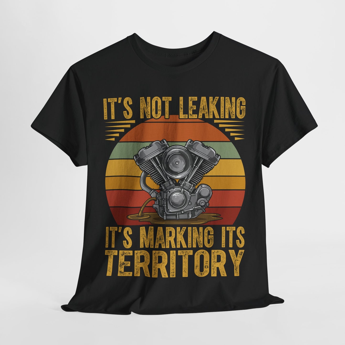 Vintage Motorcycle Enthusiast Unisex Heavy Cotton Tee - "It's Not Leaking, It's Marking Its Territory"