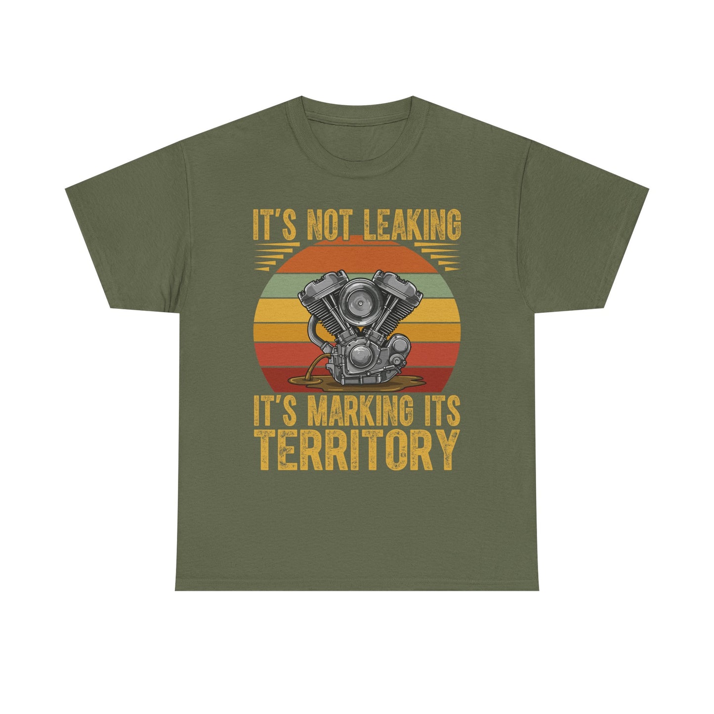 Vintage Motorcycle Enthusiast Unisex Heavy Cotton Tee - "It's Not Leaking, It's Marking Its Territory"