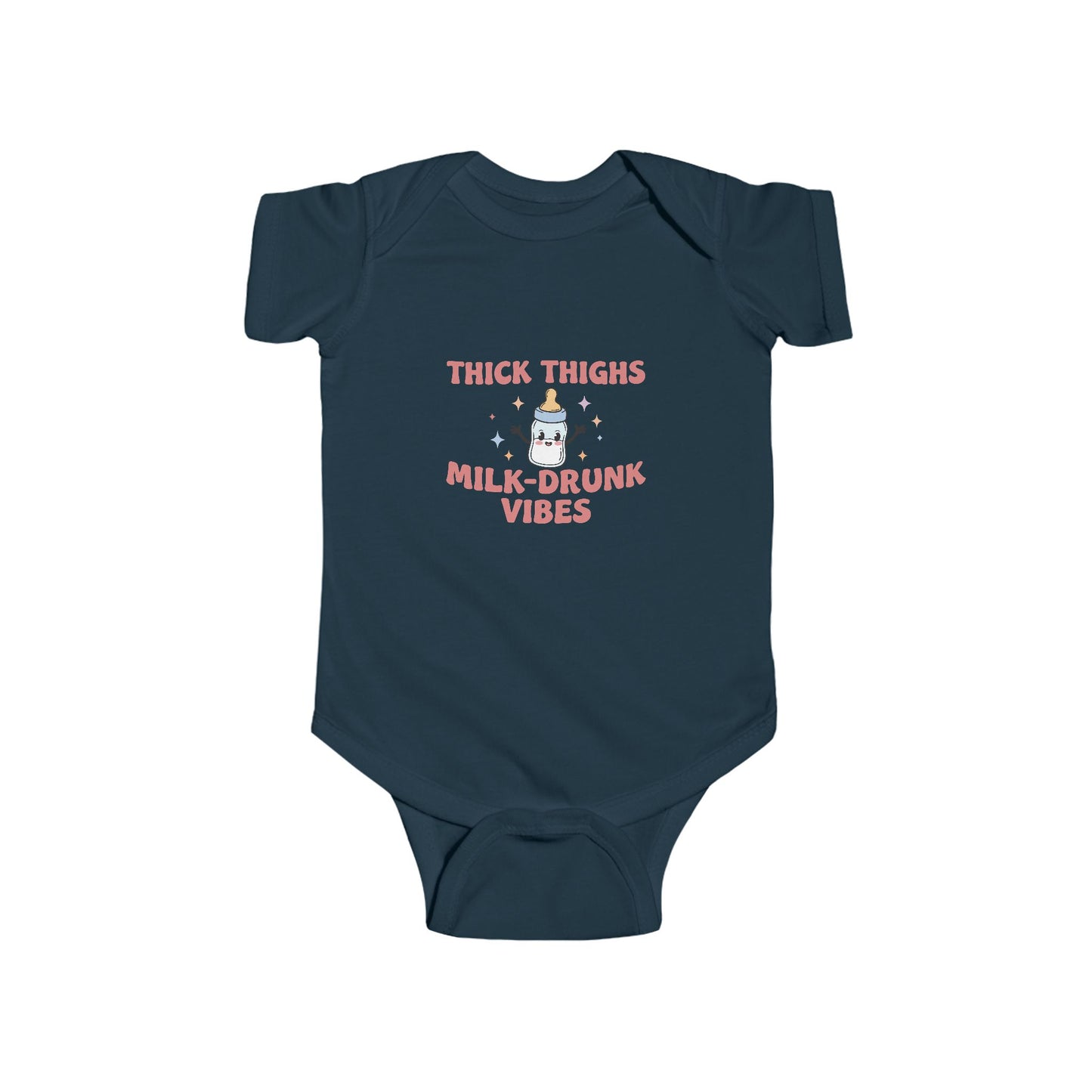 Funny Infant Bodysuit - 'Thick Thighs Milk-Drunk Vibes' Baby Suit