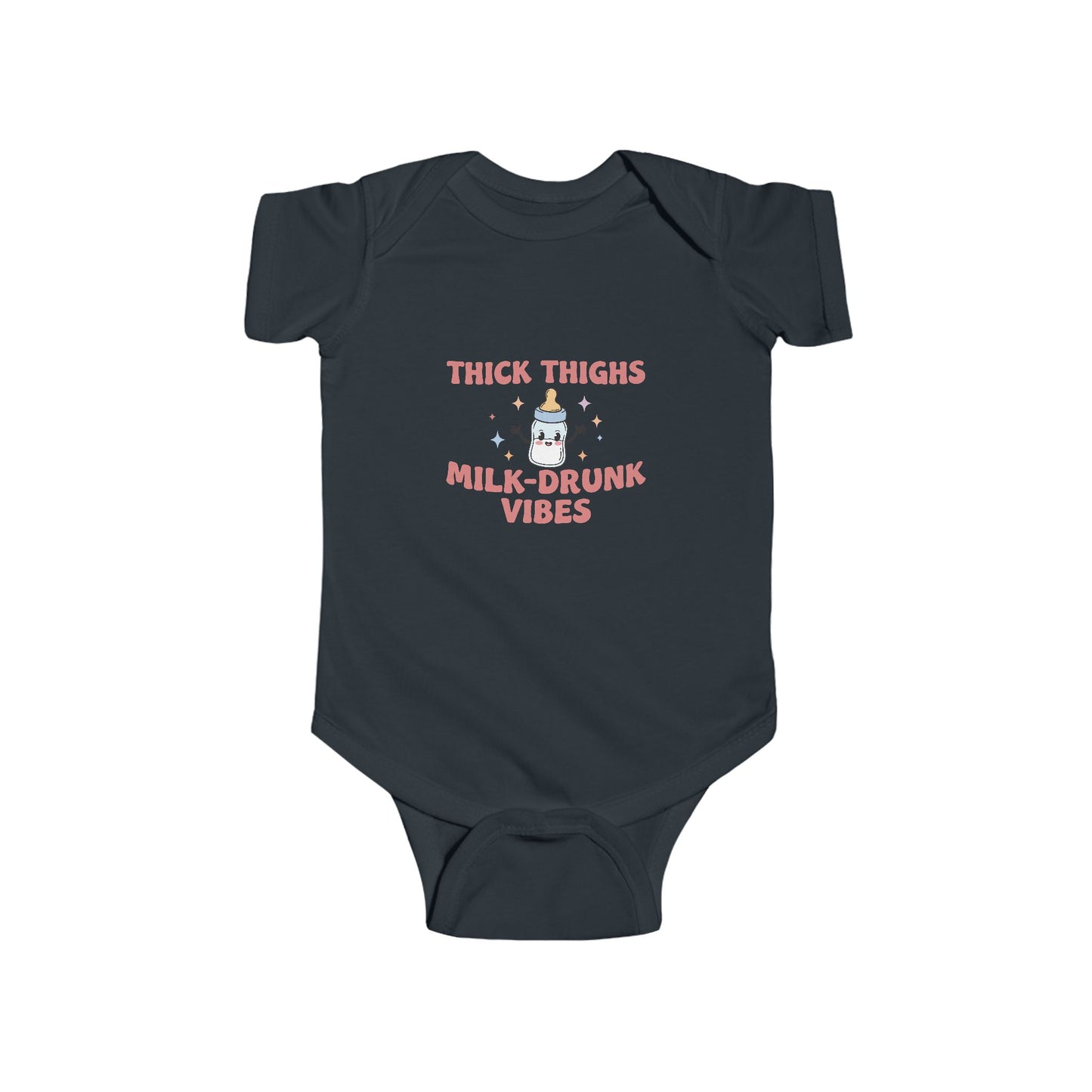 Funny Infant Bodysuit - 'Thick Thighs Milk-Drunk Vibes' Baby Suit