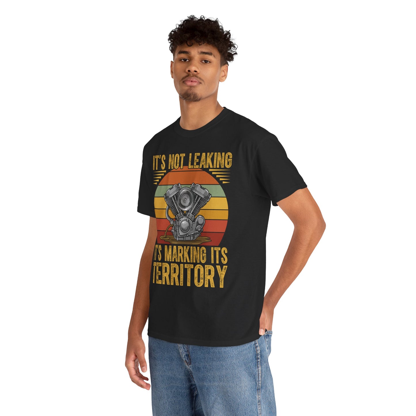 Vintage Motorcycle Enthusiast Unisex Heavy Cotton Tee - "It's Not Leaking, It's Marking Its Territory"