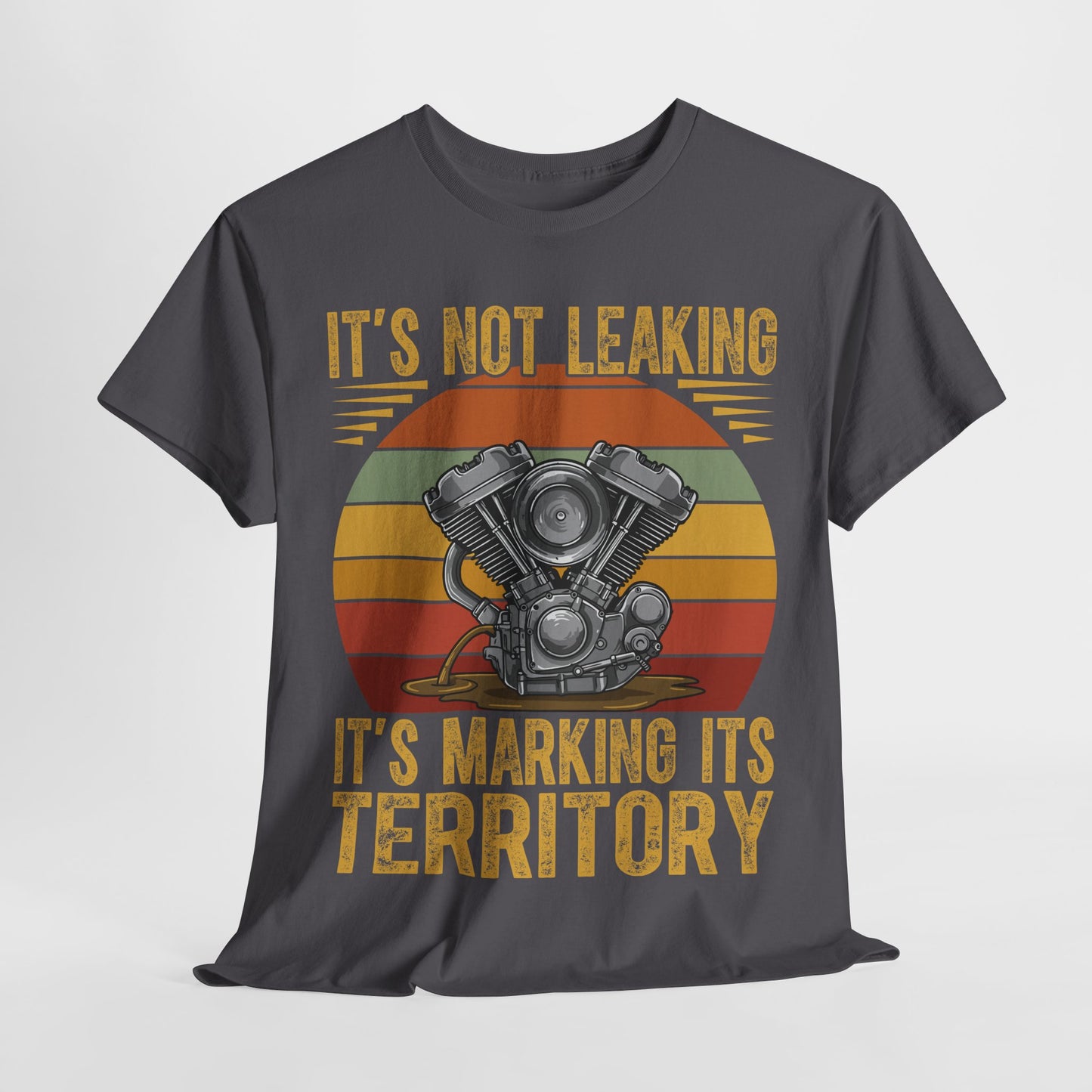 Vintage Motorcycle Enthusiast Unisex Heavy Cotton Tee - "It's Not Leaking, It's Marking Its Territory"